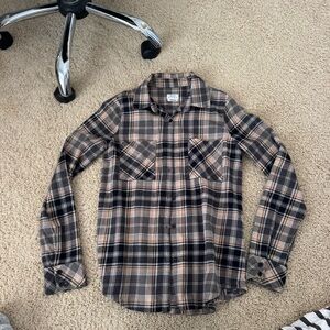 Tan and black RVCA flannel shirt. Size xsmall.